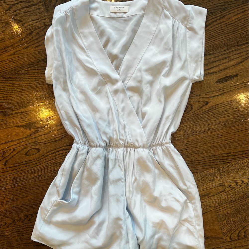 Aritzia Babaton light blue romper